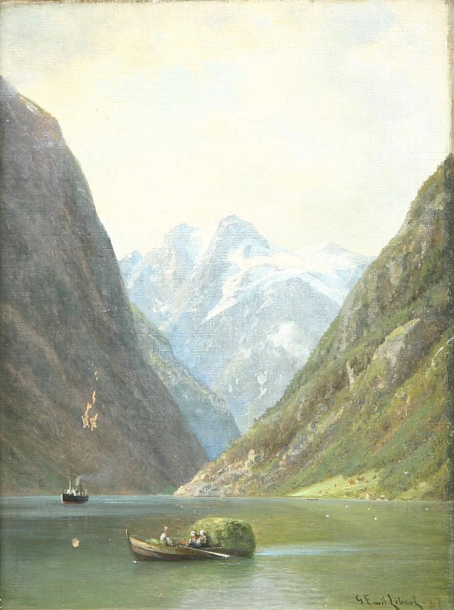 Vista da Nærøyfjorden, Norvegia, 1887